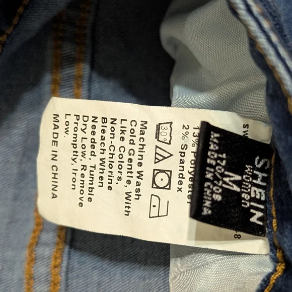 SHEIN Heart Rainbow Poxket Blue Wide Leg Jeans High Waist 26" Medium - Picture 4 of 6